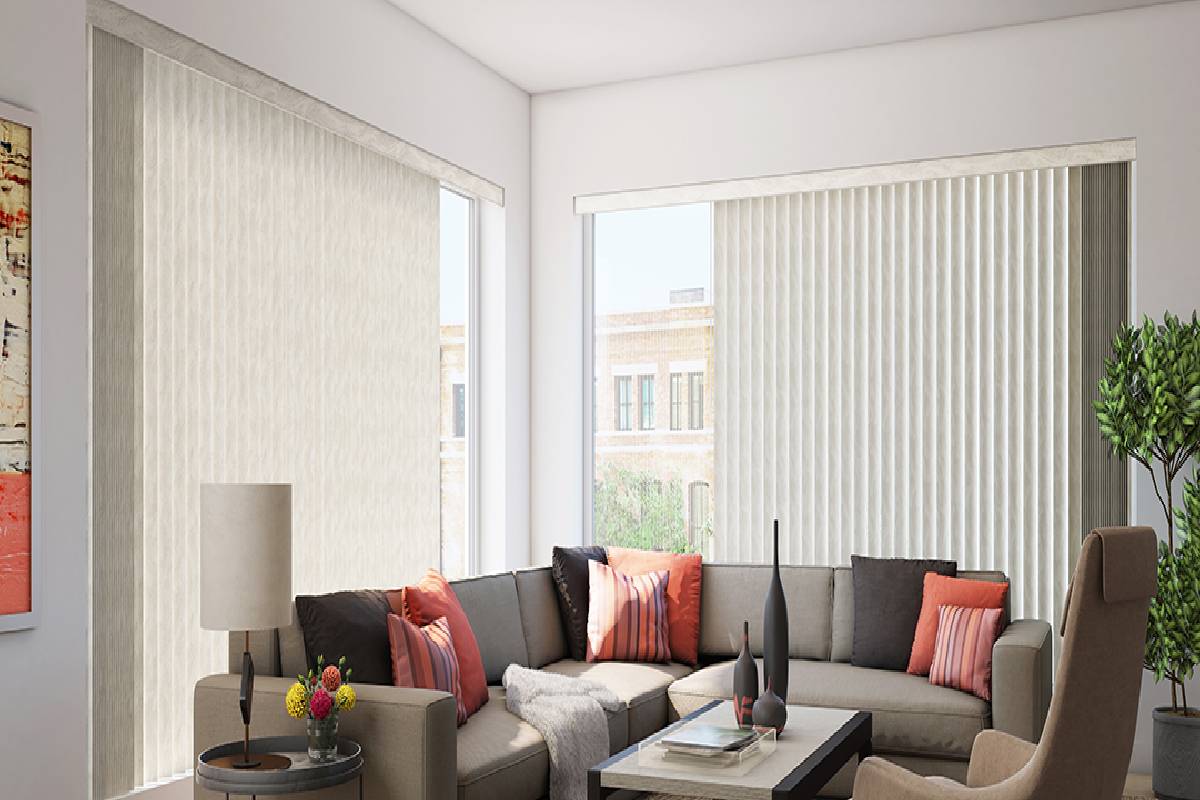 Alta vertical blinds, vertical blind slats, window blinds on patio doors near Helena, Montana (MT)